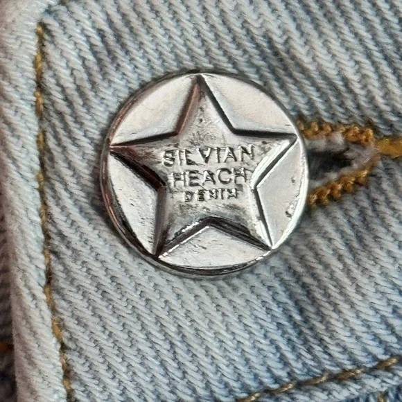 Silvian Heach Made in Italy 100# cotton Blue Flare Wide Leg Jeans Sz 29 - Picture 2 of 10